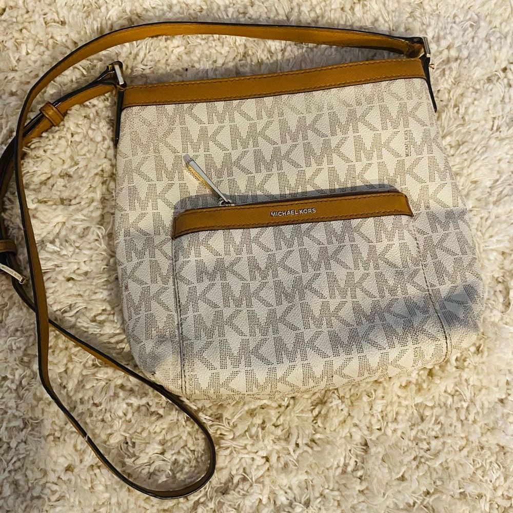 Michael Kors Tan and Brown Crossbody Bag